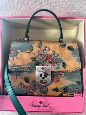 Patricia Nash Leather Floral Handbag Chauny Beautiful Girl Print Green